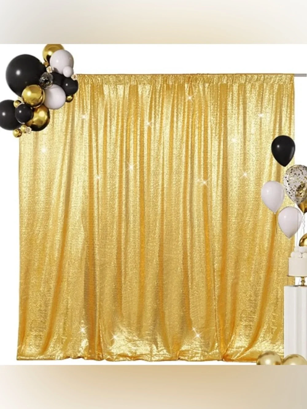 SquarePie 6x8ft Gold Sequin Backdrop Curtain with 4” Rod Pocket